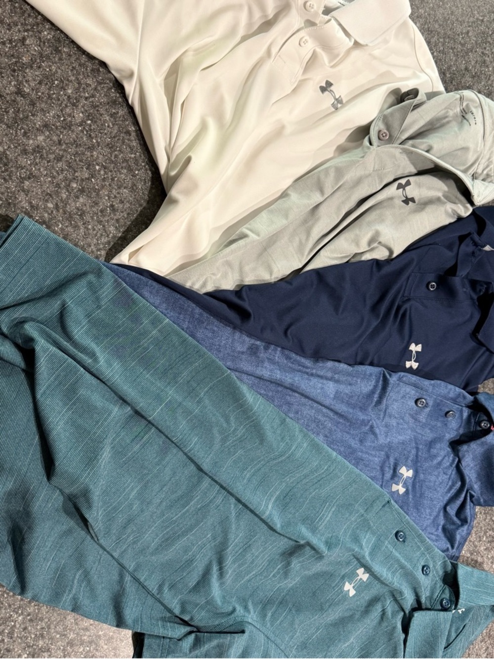 Under Armour Men's golf Polo Bundle - White, Light Gray, Navy, Blue, Teal